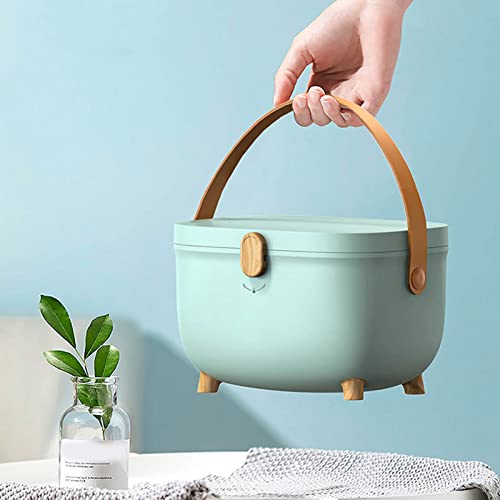 Image of Medicine Storage Box, Plastic Oval Double Layers Multi Grid Large Capacity Medical Box Organizer with 360 Degree Rotation Lock for Home Dorm (Green)