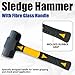 JRSDRIVE Sledge Hammer 2 LB with 10 Inch Fiberglass Handle Length Powder Coated with Polished face Heavy Duty Metalworking Tools for Automotive, Industrial, and Construction E-2257