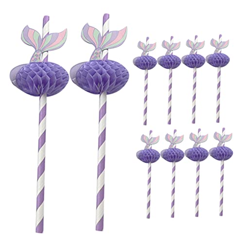 50 pitillos desechables de papel diseño sirena violeta miniatura 1