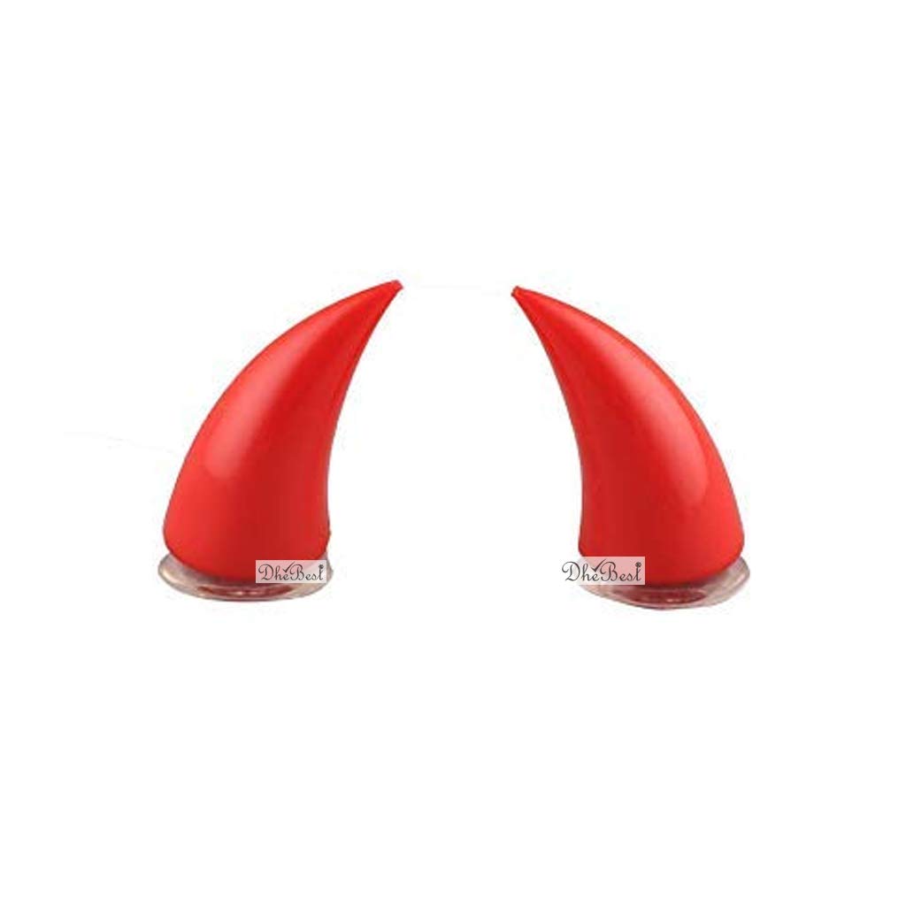 Dhe Best HD4 Suction Pad Rubber Motorbike Helmet Devil Horn Compatible with TVS Apache RTR 160 , Red-image-7