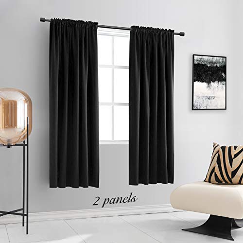 Image of DONREN 99% Blackout Curtains for Windows - Windows Shades Energy Efficient Privacy Protect for Bedroom (52 x 72 Inches,Set of 2 Panels,Black)