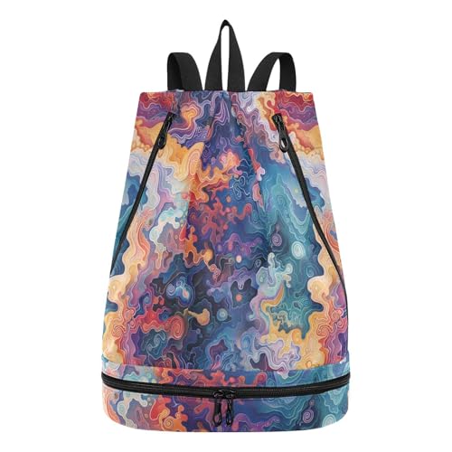 Yoogain Astratto Oceans Nuvole Colorato Coulisse Borsa da palestra Spiaggia Stringa Zaino con Scomparti, Astratto Oceani Nuvole Colorato, 1 size