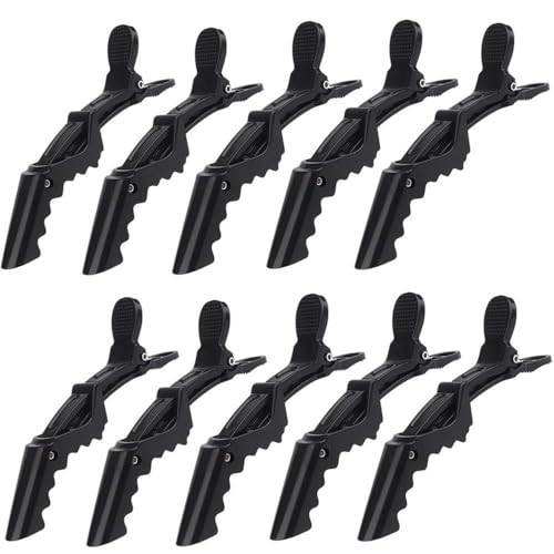 TRIXES Clip per Capelli a Sezione e Styling a Coccodrillo X 10 – Finitura Nera Lucida, Clip da Parrucchiere per Salone e Casa, per Donna, Uomo, Salute e Bellezza