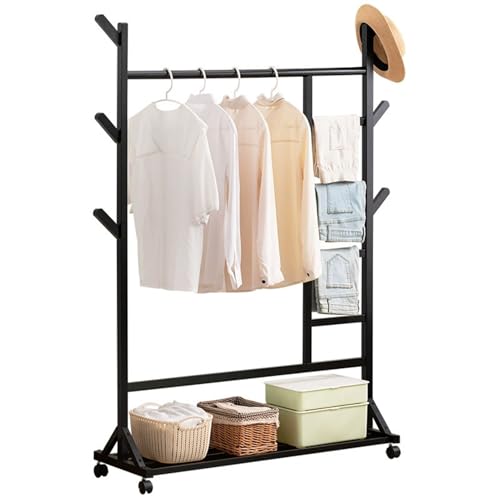 Perchero de bambú 4 en 1 con ruedas diseño