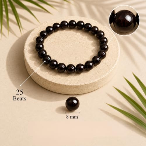 Image of VAMA Red Garnet Bracelet (8mm) | Healing Crystal Energy Stone Quartz Chakra Gemstone for Success, Health, Manifestation, Self-Esteem, Money and Chakra Healing for Men and Women
