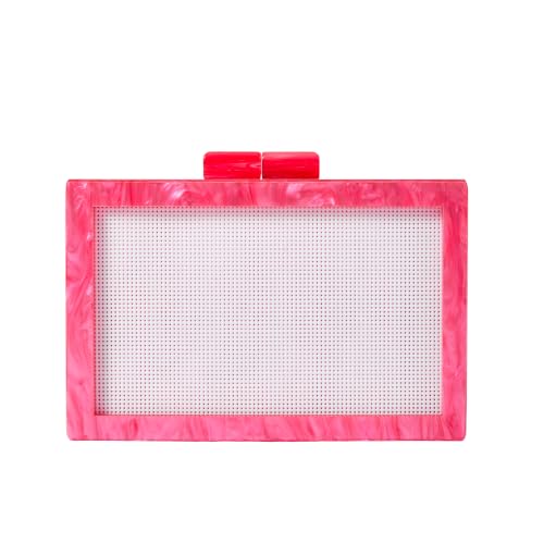 Image of RomanticDesign Women Acrylic Handbag Rattan Woven Pattern Square Box Crossbody Handbag Shoulder Bag Chain Purse