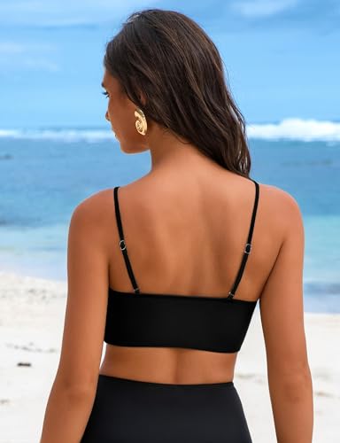 Women‘s V-Neck Thin Adjustable Strap Bikini Tops Front Crisscross Swimsuit Top Beach Bathing Suit Top Only3