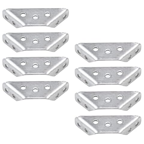 FarBoat 8pcs Stainless Steel Trapeziform Corner Reinforcing Bracket Brace 90-Degree Triangular Floating Shelf Supports Bed Rail Fitting (1.9in x 1.9in) Cover