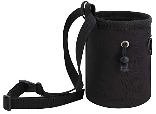 Amc Climbing Chalk Bag With Panda Embroidery/Front Pocket/Belt (Black, 6 Inches X 4 Inches) #TOP2