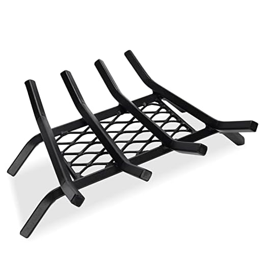 G GOOD GAIN Fireplace Grate with Ember Retainer, 15.5" Heavy Duty Cast Iron Indoor, Chimney Hearth Wood Stove Burning Rack Holder,1/2” Bar Fire Place Asseccories for Outdoor, Fire Pits, Camping.