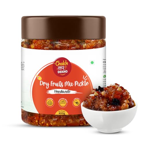 Image of Chakh Kar Dekho Dry Fruits Mix Pickle - 400 gm | Traditional Homemade Dry Fruits Ka Achar | Sweet & Spicy India Pickle | Mustard Oil & Dry Fruit Blend