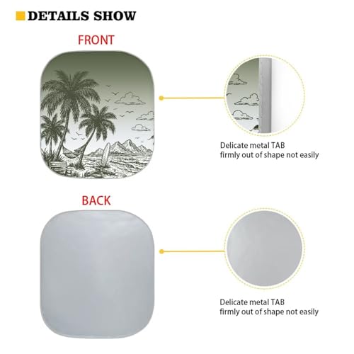 Image of Palm Trees Windshield Sun Shade Sun Shield for Front Window Blocks UV Rays, Foldable Sunshade Car Front Window Sun Shades Universal Fit Most Cars Women Men, 2pcs