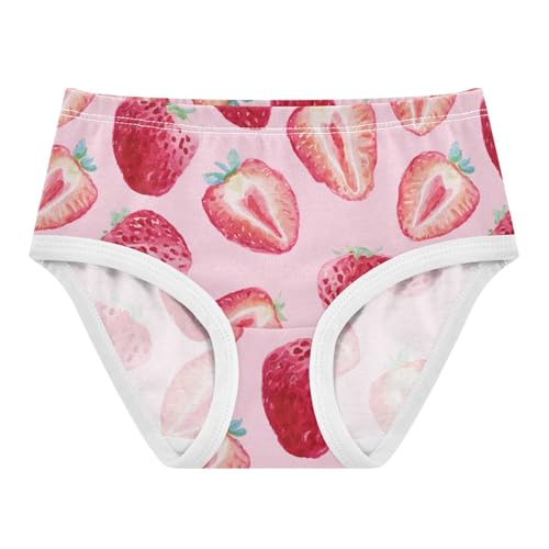 Wusikd Watercolor Strawberries Girls' Underwear Cotton Pink Girls Briefs Soft Toddler Underwear 2T