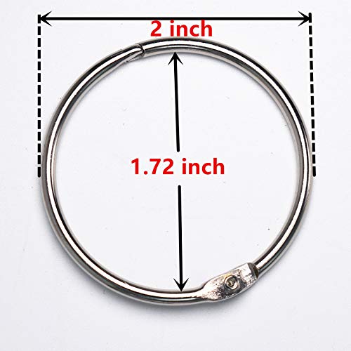 Loose Leaf Binder Rings Office Book Ring Clips 2 Inch (20 Pack) For Index Cards Note Paper Metal Nickel Plated (Silver) #TOP1