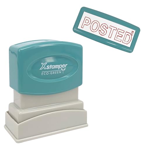 Xstamper Ink Stamp, Posted. Red Ink (Impression Size: 13 x 42mm). Pre-Inked Stamper for Office or Business Use - Genuine Xstamper Self Inking Stamps