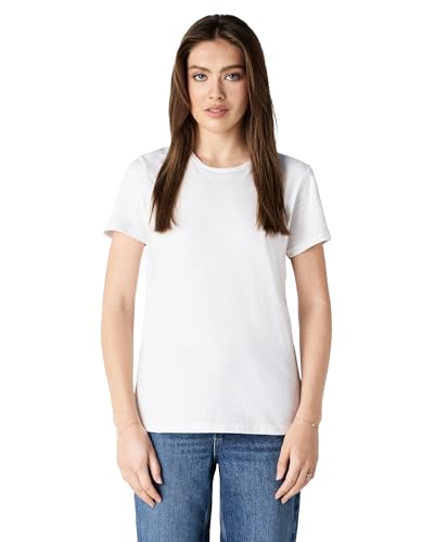 Image of Gildan Women's Round Neck Cotton Half Sleeve T-Shirt - Soft & Breathable Fabric | Casual & Comfortable Fit | Perfect White