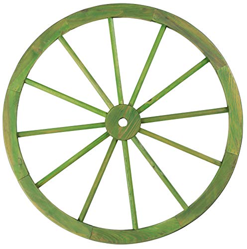 Gardenised Decorative Antique Cottage Green Wagon Garden Wheel - 31 #TOP1