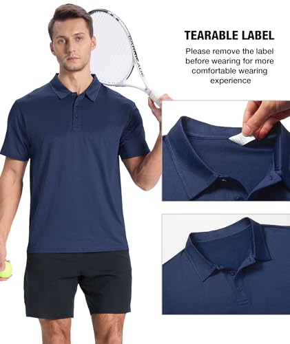 ZITY 5 Pack Mens Polo Shirts Short Sleeve Casual Performance Moisture Wicking Golf Shirt3