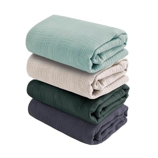 CottCare - Cobija de muselina para bebé, para niños y niñas, paquete de 4, transpirables, no irritan la piel, cobijas envolventes de muselina de algodón sedoso suave, verde oscuro/verde/melocotón/gris