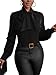 Vrtige Women's Elegant Bow Tie Neck Long Sleeve Blouse Office Shirt Top Black X-Large