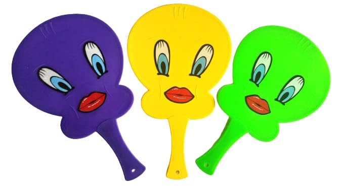 Image of (Set of 3) Cute Chick Bird Design Plastic Hand Fan for Kids, Adults, Multicolor