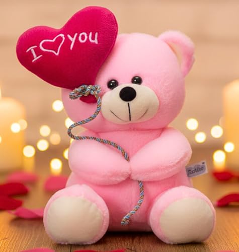 Image of Tickles I Love You Balloon Teddy Stuffed Soft Plush Animal Toy Love Girl, Birthday Gifts, Valentine's Day (Color: Pink Size:35 cm)