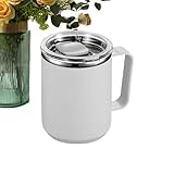 Taza de acero inoxidable con asa - Taza de café, taza moderna | Vaso de metal aislado de doble pared, duradero y reutilizable para oficina, camping, viajes, senderismo al aire libre y día