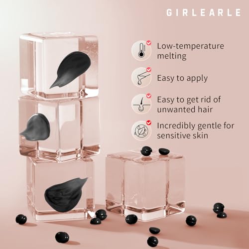 Image of GIRLEARLE Hard Wax Beads, 1lb Wax Beans for Hair Removal, Hard Wax for Sensitive Skin at Home, Wax Refill Perfect for Legs, Facial, Brazilian Bikini, Eyebrow and Full Body for Women and Men (Black)