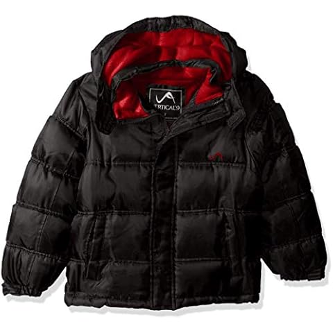 Vertical 9 Boys' Little Bubble Jacket with Storm Placket, Black, 4 Cover