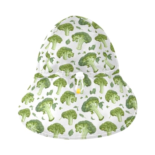 Baby Sun Hat Broccoli Pattern Toddler Kids Beach Hat Neck Flap Cap Sun Protection Girls Boys Summer Hat Swim Bucket Hat for Travel Hiking Outdoor Multicolor3