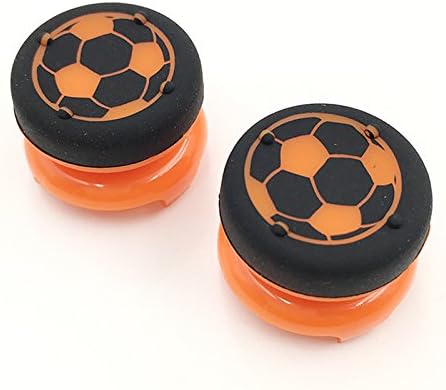 2 x High Extender Analog Thumbsticks Cap Thumb Stick Grips Joystick Cap Cover for PlayStation 4 for PS4 Xbox 360 PS3 Controller (Orange Soccer)