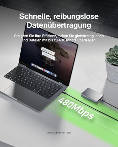 Belkin 2er-Pack geflochtenes USB-C auf USB-C Ladekabel, 1,5 m, 60W, biegsames, flexibles Schnellladekabel… – Ansicht 6