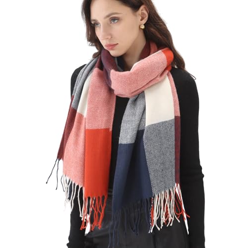 Women's Winter Scarves Chunky Oversized Fall Warm Scarf Big Tartan Scarves Wrap Shawl Ladies Gifts Long Plaid Blanket