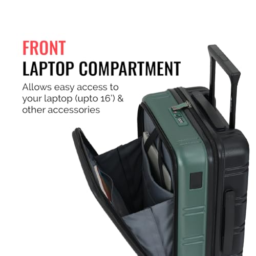 Image of Urban Jungle by Safari Hold-All Premium Small (55cm) Trolley Bag with Laptop Compartment, Polycarbonate Cabin Suitcase with 8 Silent Wheels & TSA Lock,Hardside Travelling Luggage for Men&Women (Green)