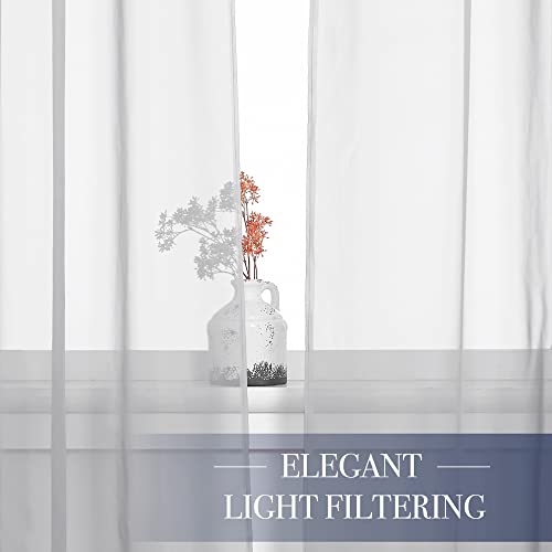 Image of NICETOWN Sheer Curtains for Bedroom, Rod Pocket Soft Voile Sheer Panels Decorative Draperies Lightweight & Airy for Flat /Apartment, 60 inch W by 63 inch L, 2 Panels, Light Grey