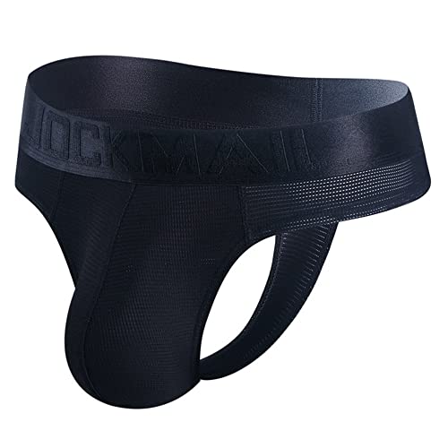 JOCKMAIL Jockstrap Athletic Supporters Bikini Underwear for Men Jock Strap Male Underwear for Gym Sport Black