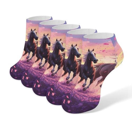 Calcetines tobilleros con diseño de flor de cerezo, 5 pares, informales, de corte bajo, atléticos, calcetines deportivos