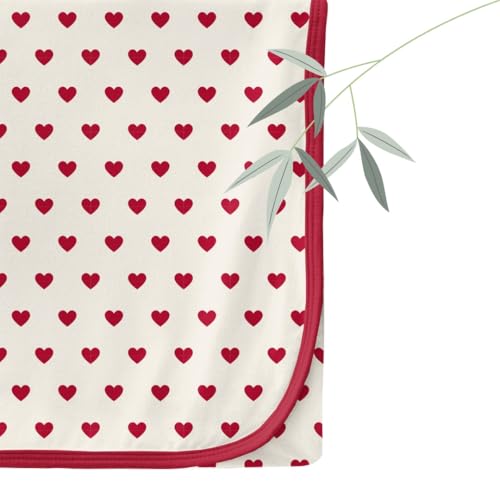 Image of KicKee Swaddling Blanket, Made from Luxuriously Soft KicKee Signature Blend Fabric, Buttery Softness for Snuggling Your Baby (Natural Hearts - One Size)