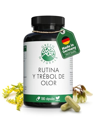 Rutina y trébol de olor - Altamente dosificado: 1.000 mg por dosis diaria - Suministro para 3 meses (180 cápsulas) - 100% vegano y sin aditivos - Green Naturals®