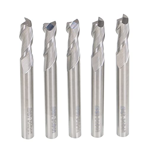 Image of 1 /4 Inch Milling Cutter 2 Slot Carbide End Milling Cutter Applicable to Aluminum Cutting of Non-Ferrous Metals Up-Cutting 5 Pieces