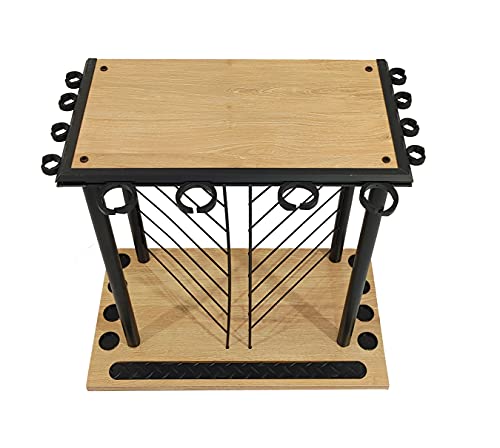 Old Cedar Outfitters Organized Fishing Mini Typhoon Floor Fishing Rod Storage Rack, Open Slots For 8 Utility Boxes & 12 Rods, 21.3" X 20.2" X 11.8", Distressed Wood Finish (Cdmt-008) #TOP1