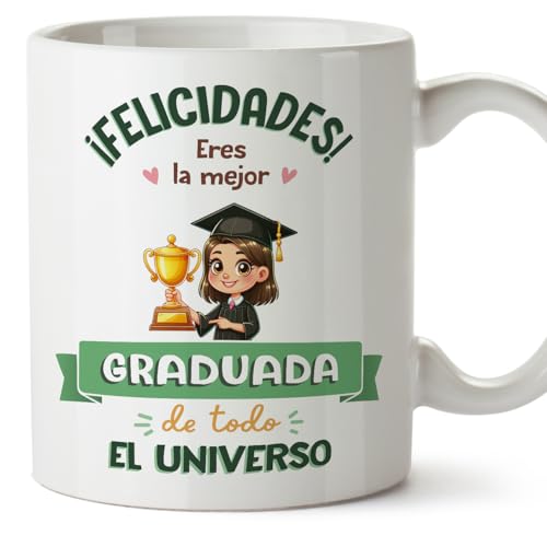Imagen de MUGFFINS Tazas para GRADUADA mujer En Español Mejor Universo Trofeo 11 oz