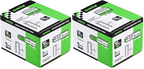 Image of meite 18 Gauge 1 /4-Inch Narrow Crown Staples, 1-1 /2-Inch Length Galvanized Staples for Heavy Duty and Upholstery (4,000 Counts) (Pack of 2)