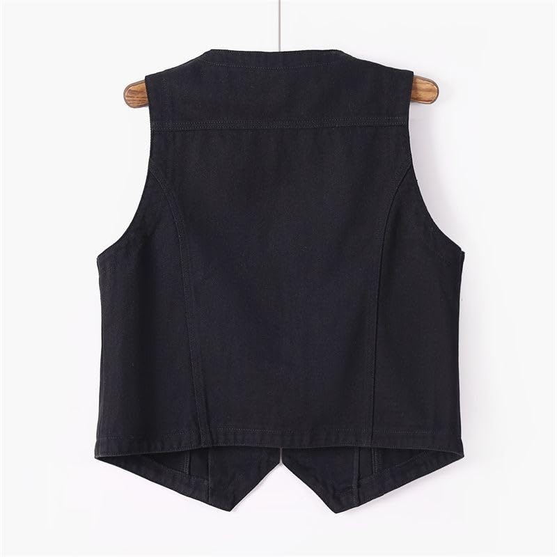 Chaleco vaquero mujer con corte de chaqueta corta ajustada de diseño moderno 2