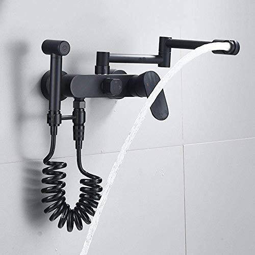 Robinet de cuisine entièrement noir mat à fixation murale