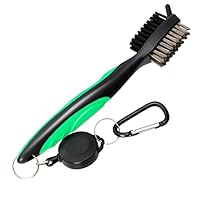 Golf Bürste Golfschläger Reinigungsbürste mit Aluminum Karabiner Golf Club Bürste und Groove Cleaner Golf Zubehör Golf Bürste, Grün