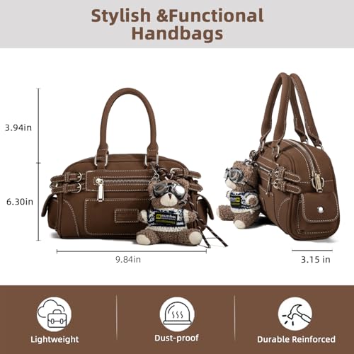 Bolso de hombro retro para mujer estilo motociclista 13 x 6.7 x 3.7 in miniatura 6