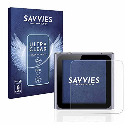 savvies Protection Ecran pour Apple iPod nano 2011 (6ème Gen.) 6 Pièces - Film Protection Ultra Clair