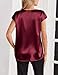 Zeagoo Blouses for Women Business Casual Satin Shirts Silk V Neck Tops Basic Tees Classic Formal Clothing Wine Red