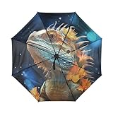 DDDIYEU Aquarelle Iguane De Mer Cool Automatiques Parapluie de Voyage Coupe Vent Protection Solaire UPF 50+ Compact Parapluies Idéal pour Filles